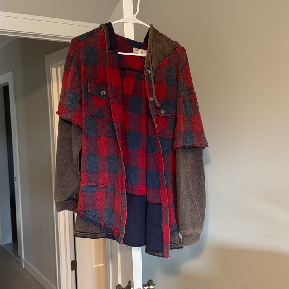 Oli & Hali Red and Blue checkered shacket